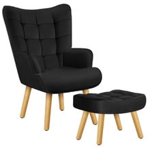 2 Piece Mauro Velvet Armchair & Footstool Set